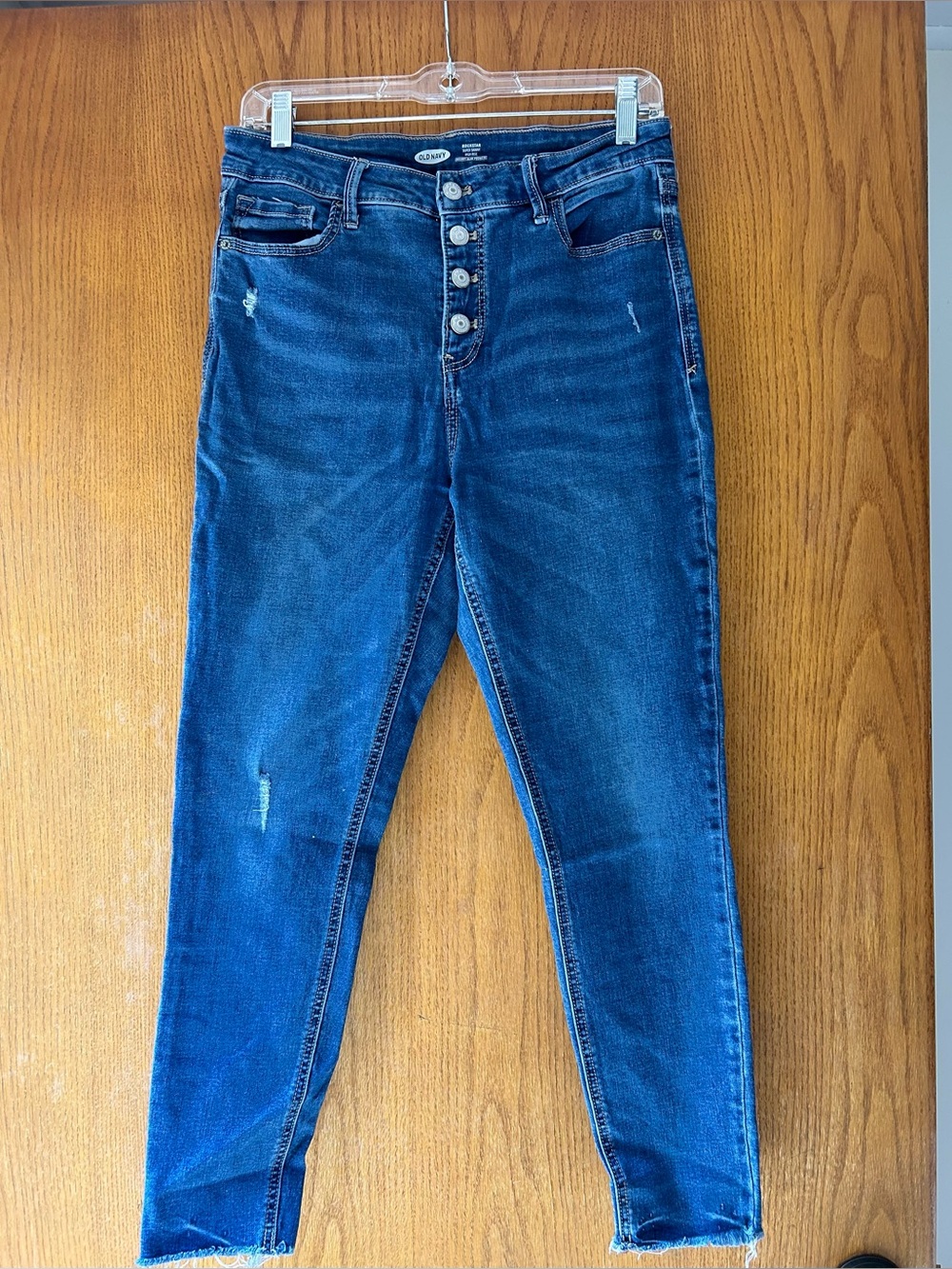 High-Rise Button-Fly Women’s Skinny Jeans — Dark Blue inseam is 25
